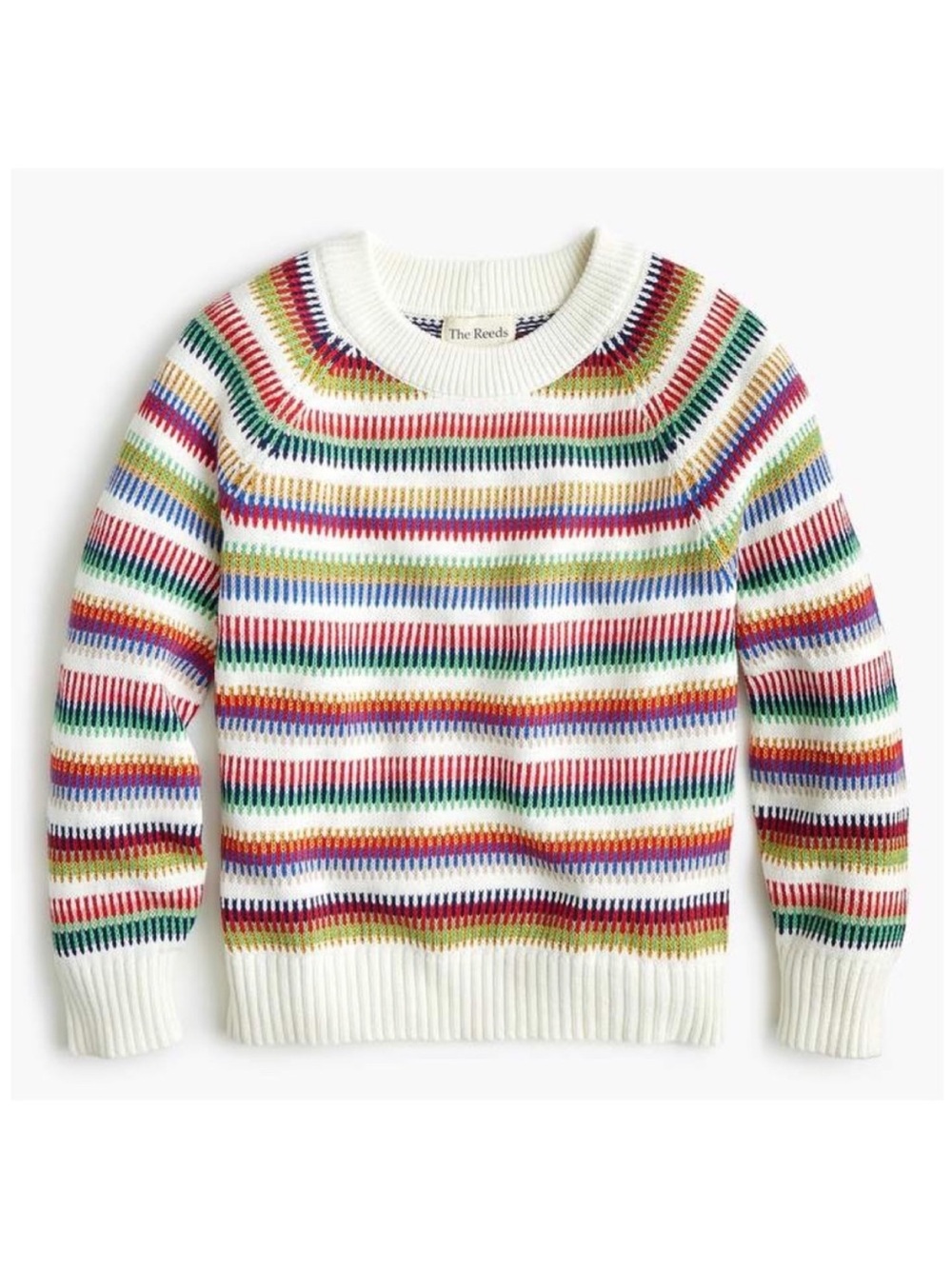 The Reeds For Madewell Cream Multicolor Rainbow Stripe Crewneck Sweater View 3